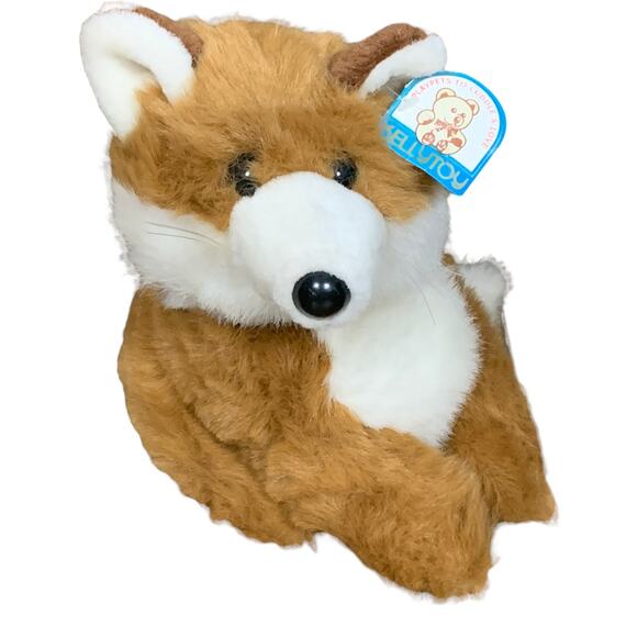KellyToy Fox Stuffed Animal Brown White Vintage 90s Long Tail PlayPet 9" NEW - Picture 2 of 7